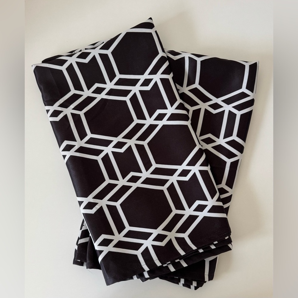 Geometric Black and White Curtains - Picture 5 of 12